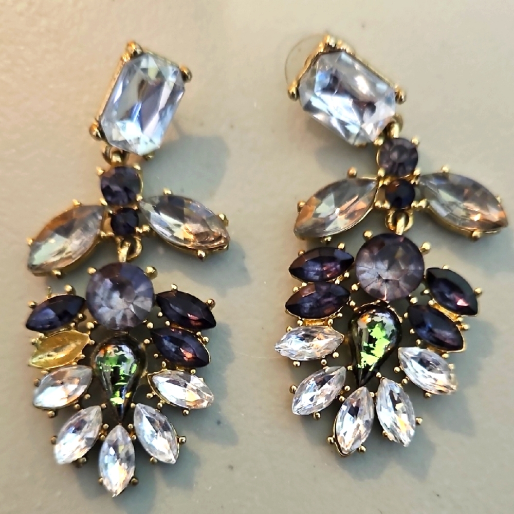 Elegant Gold and Multicolor Drop Earrings